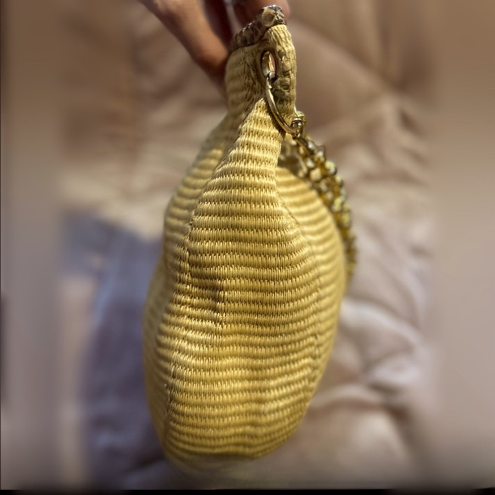 Jimmy Choo Brown Raffia Solar Hobo W/Python - image 4